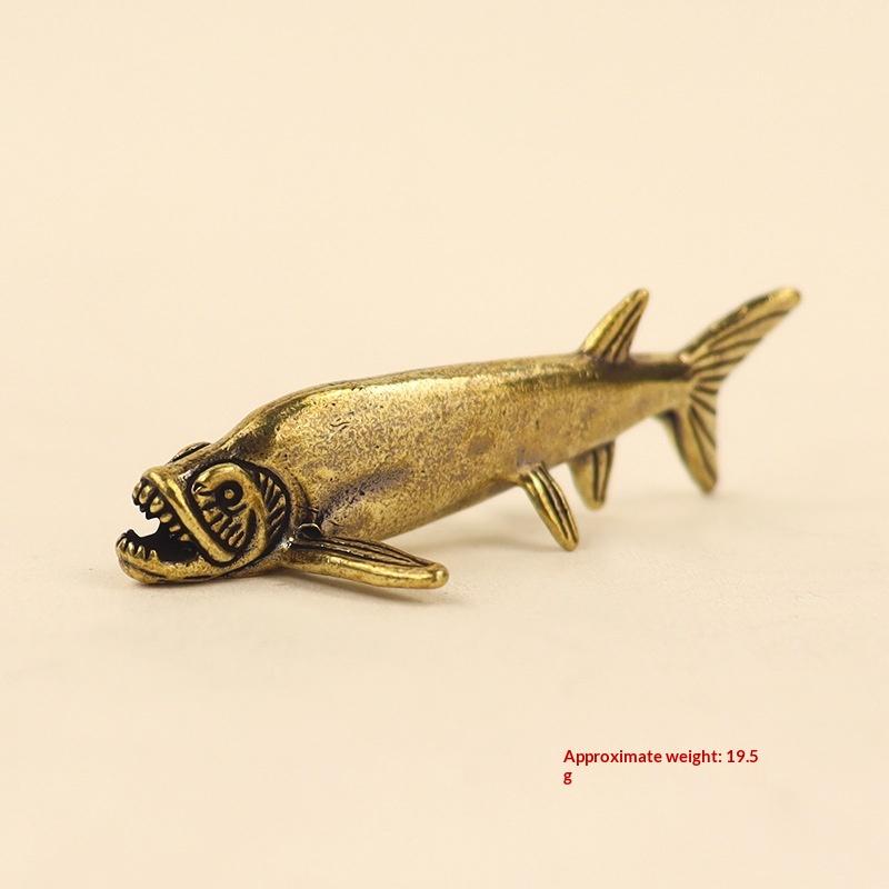 Brass Fish Animal Figurines Miniatures Desktop Ornament Home Decoration Craft Accessories Vintage Statue Collectible Craft Gift