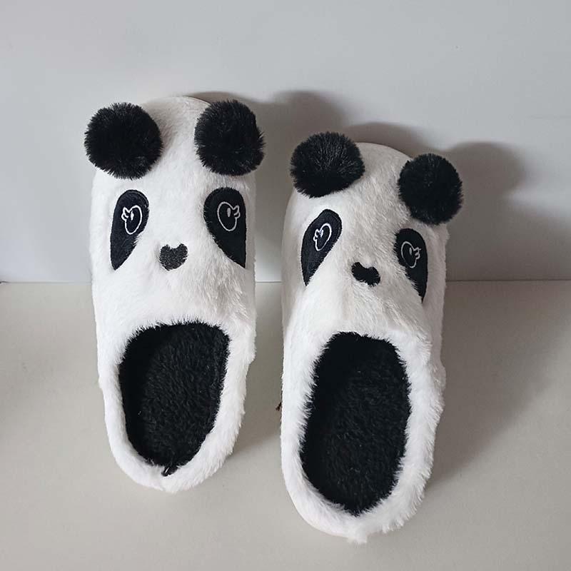 

Милые плюшевые тапочки-панды, теплые и нескользящие домашние мультяшные хлопковые туфли для осени и зимы 36-37 белый