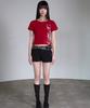 PRENDA Prenda Diagonal Henley Neck Short Sleeve Burgundy