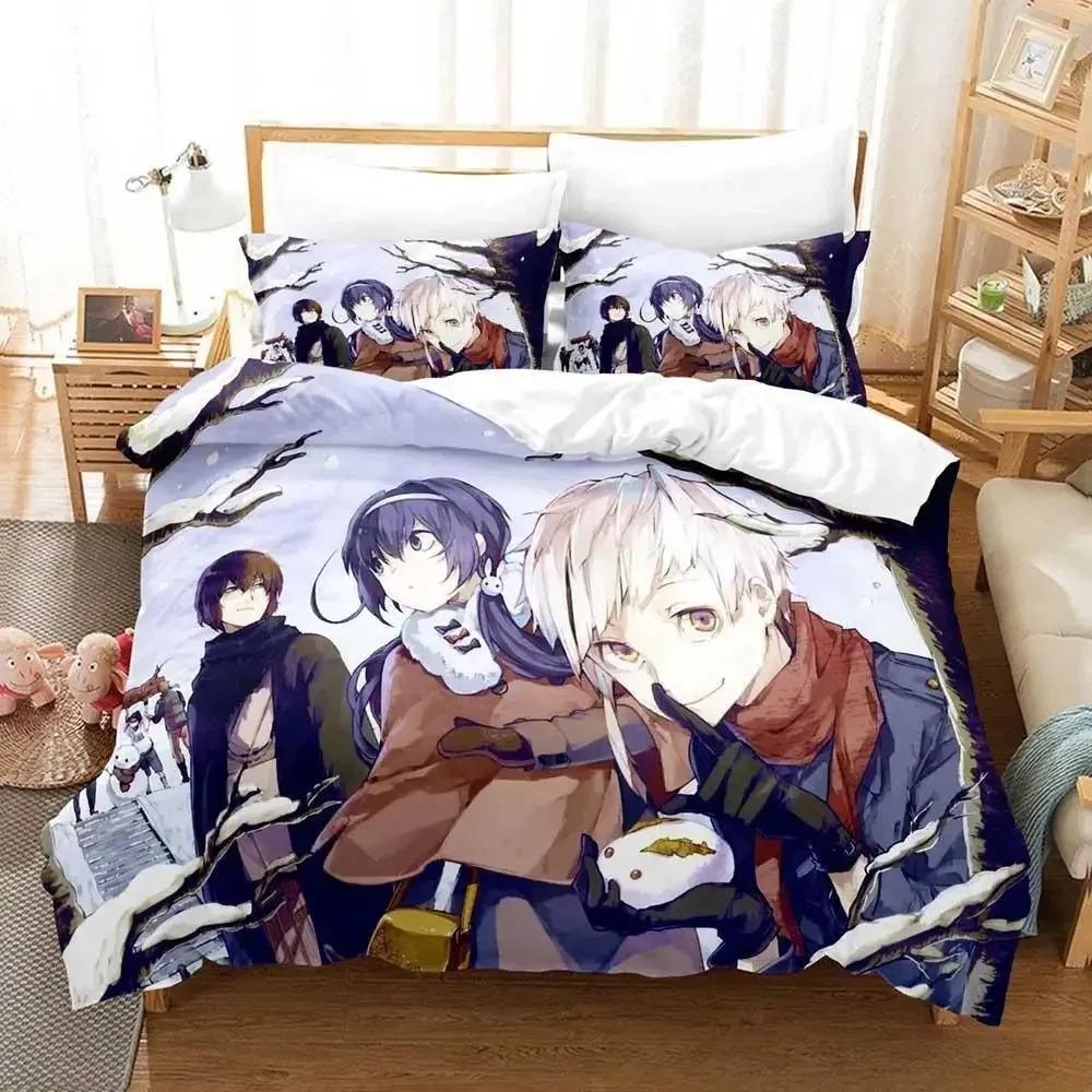 Fashion Bungou Stray Dogs S4 Bedding Set Cartoon Anime Three-piece Set Adult Kid Bedroom Duvet Cover Sets 3D Print Kawaii Anime
