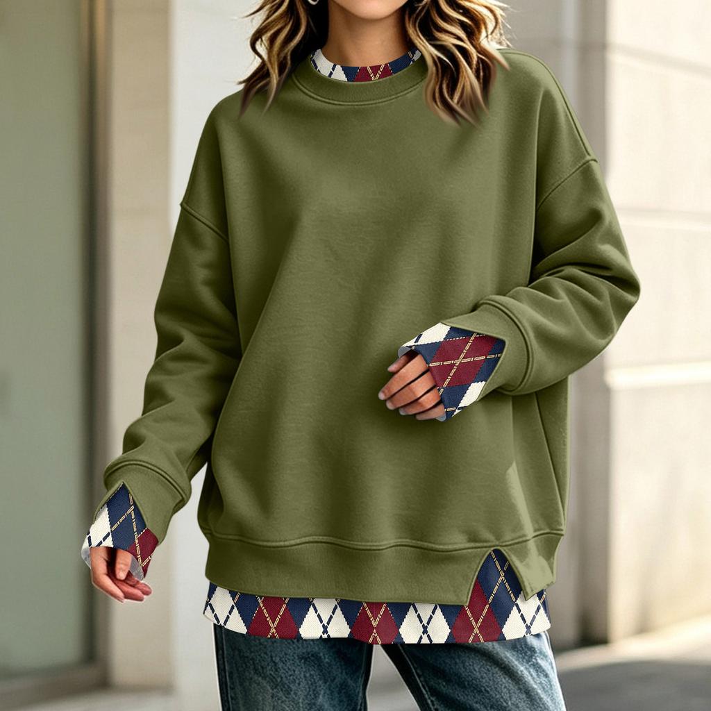 Women's Long Sleeve Casual Sweatshirt Loose Fit Pullover Top for Daily Wear
