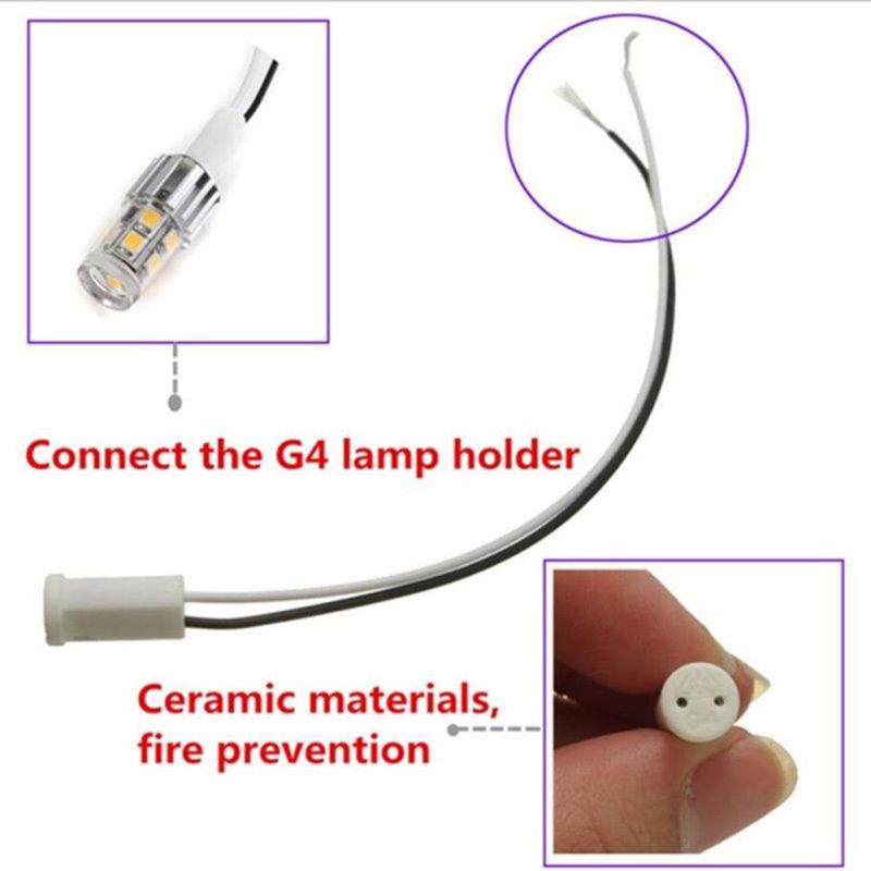 hot! G4 Base Holder Ceramic Fire Prevention Wire Adapter Halogen Socket Connector for LED Bulb 12V