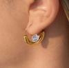 Unique Drop Earrings with Sparkling Zircon Stones Stainless Steel Texture Comfortable and Stylish Jewelry for Any Outfit