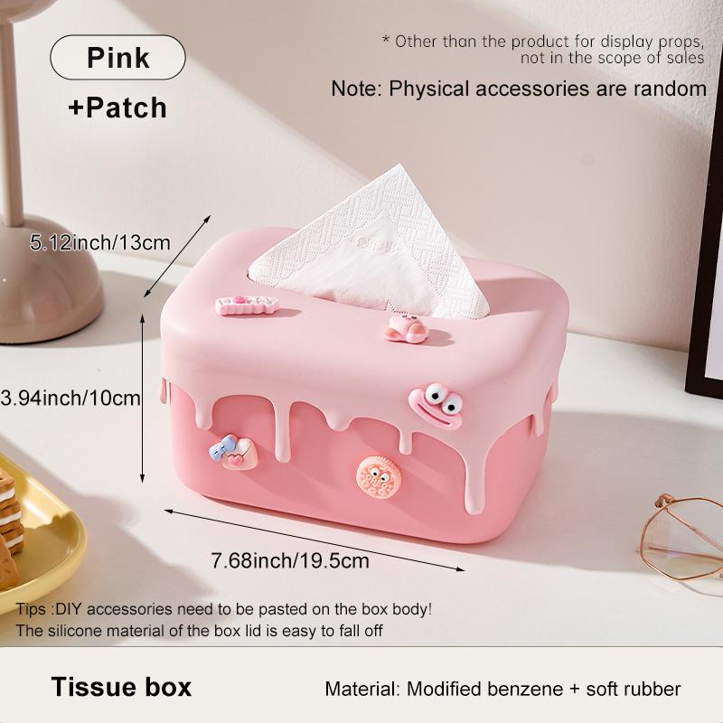 Dopamine Tissue Box High Aesthetic Home Living Room Bathroom Silicone Tissue Case Auto Lift Creative Paper Box Desktop Organizer
