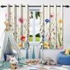 Wildflowers Floral Green Plants Window Curtains Blackout Washable Polyester Fabric Bedroom Living Room Home Decor Curtain 2 Pcs