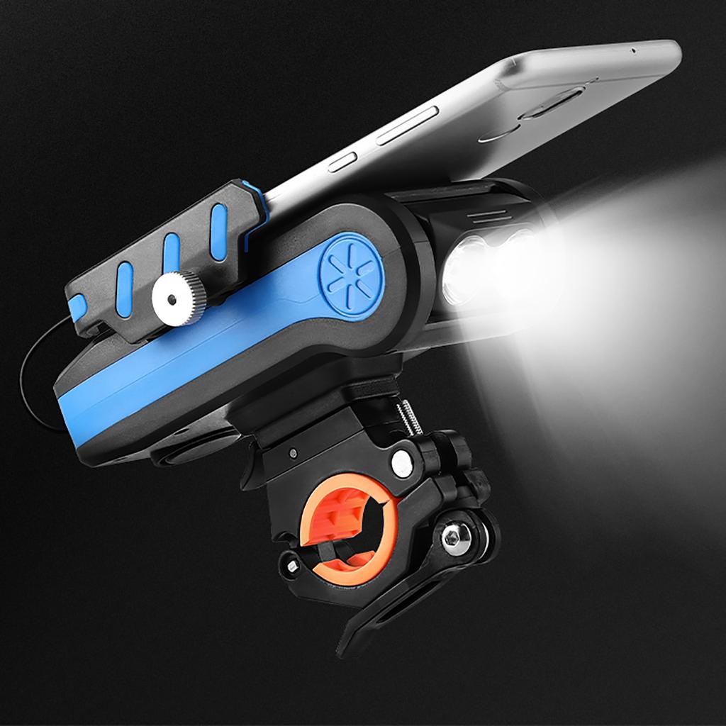 CYCLINGBOX 2400Mah Multifunctional Bicycle Mobile Phone Bracket Horn Front Light