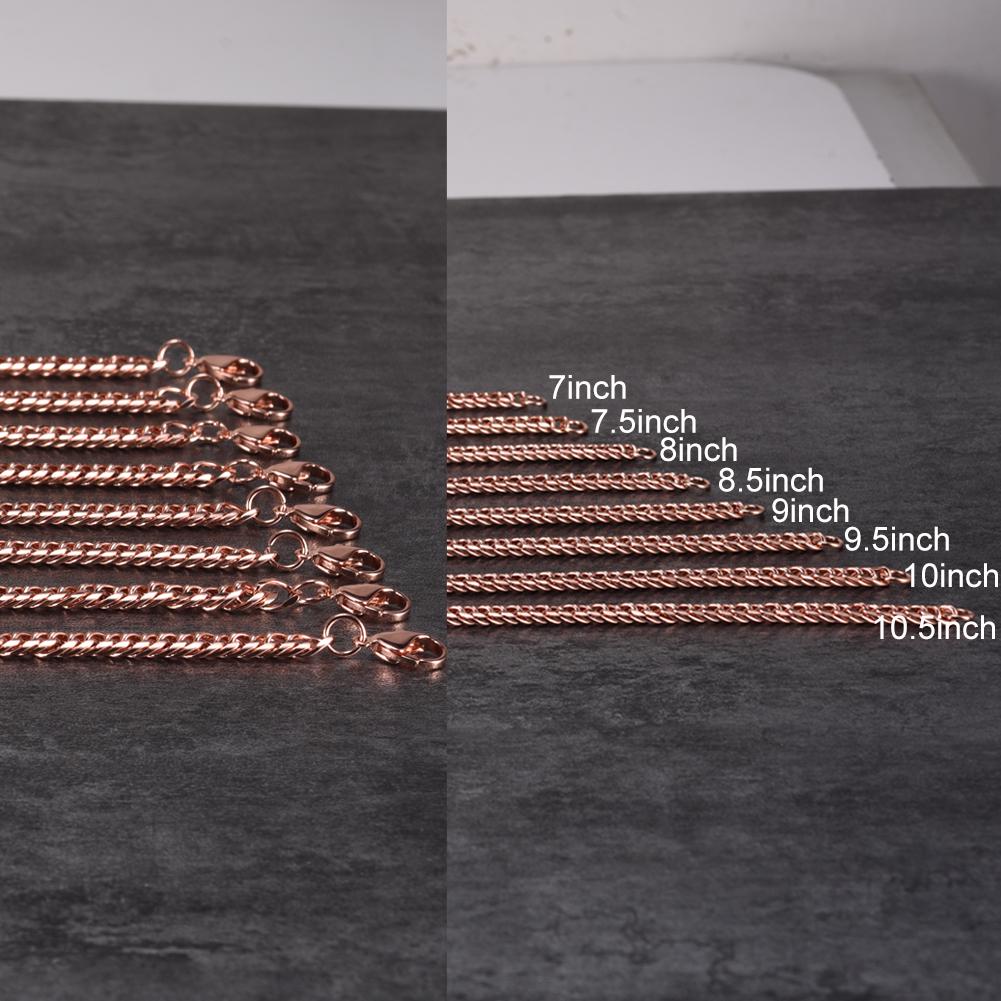 Armband i ren koppar för män och kvinnor, justerbar kubansk länk, hummerlås, 6 mm breda, reptåliga, för män, 7-10,5 tum, smycken