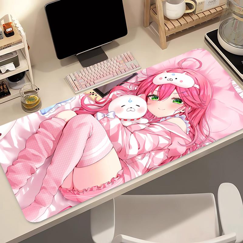 Mouse Pad Kawaii Gaming Accessories Edge White Hololive Sakura Miko PC Computer Keyboard Pad Gamer Desk Mat Alfombrilla Mousepad