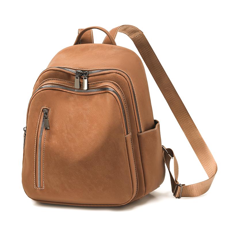 Fashion Wommen Backpack Pu Solid Color Travel Backpack Student Schoolbag