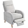 Reclining Relax Armchair Upholstered in Synthetic Linen with Footrest and Side Pocket Load 135 kg Light Gray