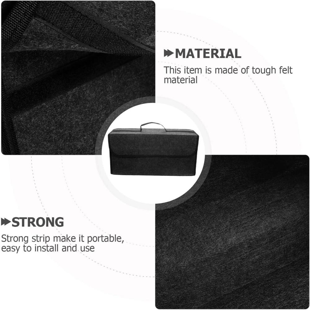 Car Trunk Organizer Bag Trunk Storage Box with Lid Soft Felt Non Slip Trunk Storage Organizers for SUV Auto Truck Van Grey