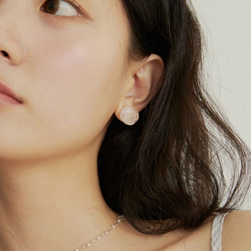 ADAUL Moist rose stone earring - 3color