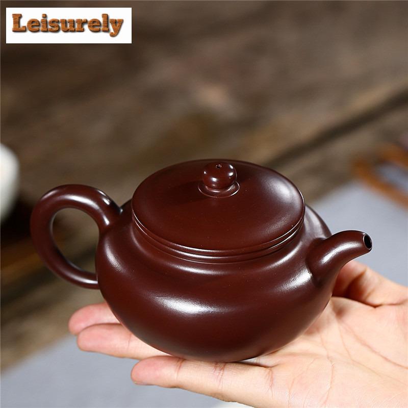 210ml Antique Yixing Purple Clay Teapots Handmade Antique Pot Raw Ore Purple Zhu Mud Tea Maker Kettle Chinese Zisha Teaset Craft