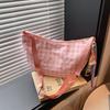Casual Plaid Shoulder Bags for Women Lightweight Simple Ladies Crossbody Bag Purse Embroidered Deisgn Female Hobos Phe Handbag