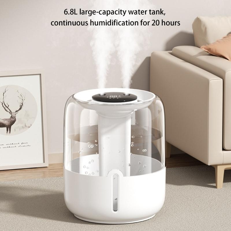 USB Doppel-Sprüh 6,8L Luftbefeuchter mit Nachtlicht Schlafzimmer ätherisches Öl Diffusor Hochkapazitäts Kaltnebelgenerator