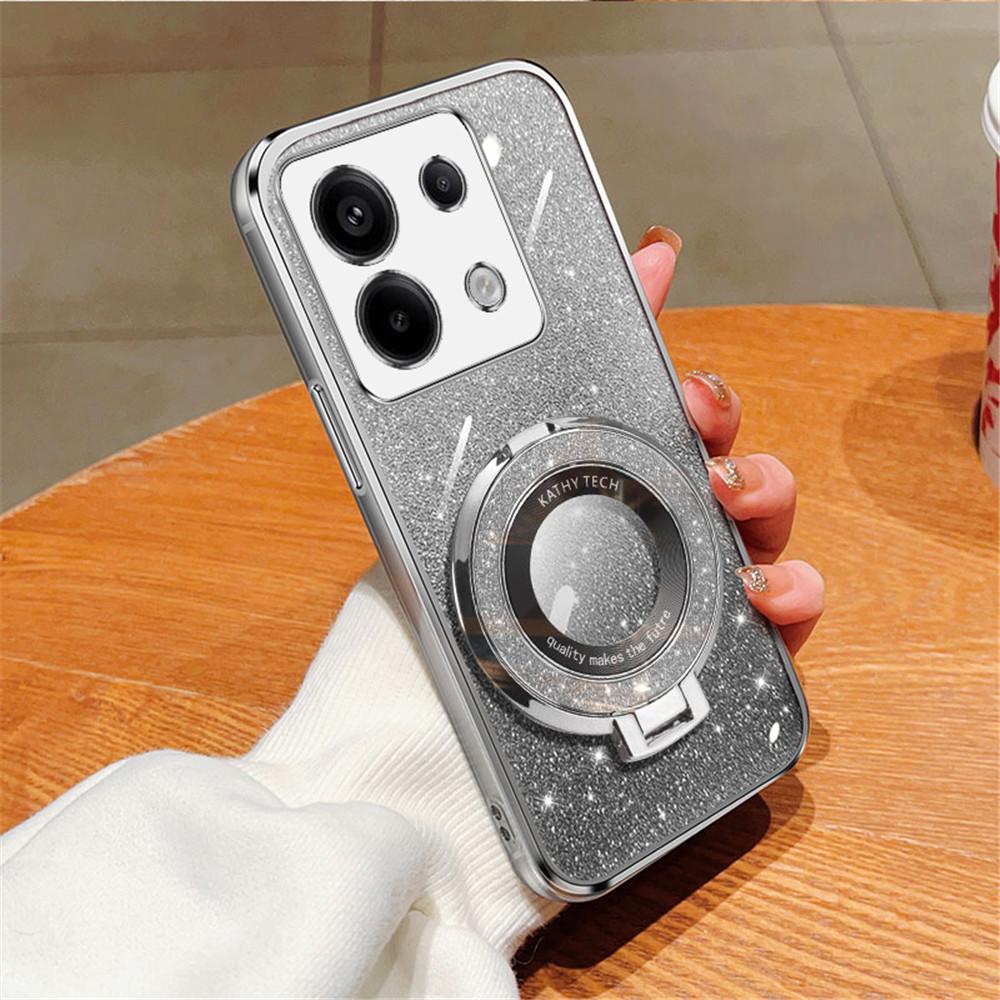 Note14 Luxe Pailleté Placage Support Étui Pour Xiaomi Redmi Note 14 Pro Plus Note 13 14C 13C 14T POCO X7 X6 C65 Coque Souple