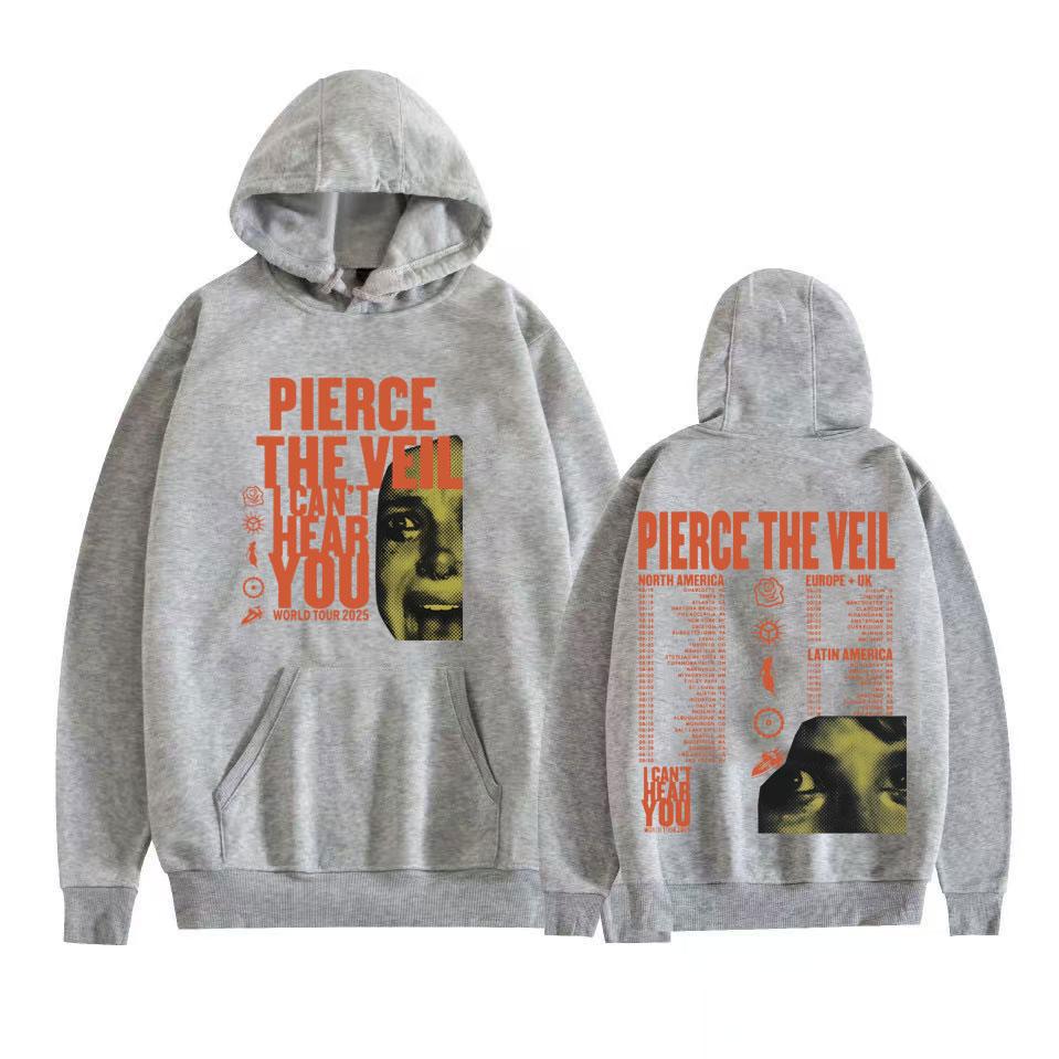 Pierce The Veil I Can't Hear You Tour 2025 Kapuzenpullover Herren Damen Harajuku Hip Hop Rock Punk Sweatshirt Lässig Fleece Übergröße Hoodie