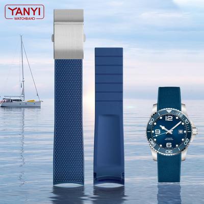 Kavisli uç Kauçuk saat kayışı 21mm saat kayışı Longines conquest L37813567 L37813787 L3.781/782 saatler bant kol saatleri bant