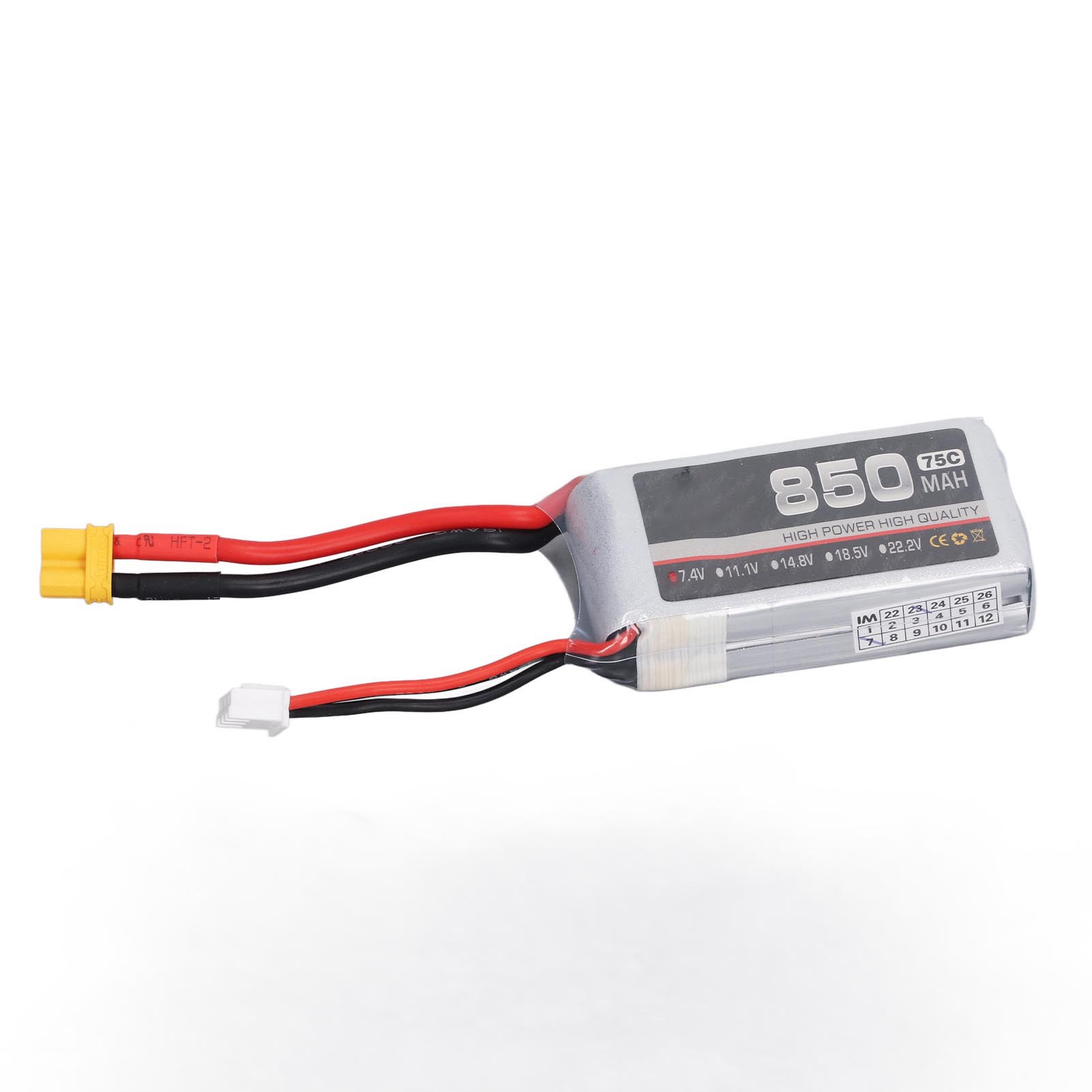 

850mAh 75C High Rate Lipo Batteries Li Ion Battery Pack with XT30 Plug for Multirotor Fixed Wing