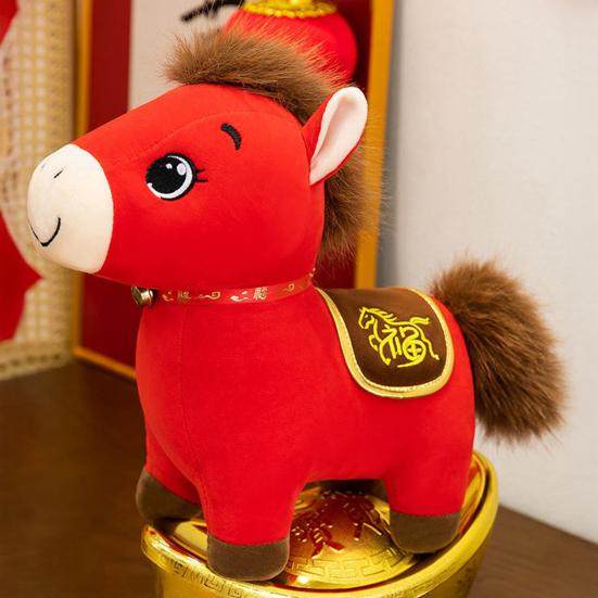 Stuffed Fortune Horse Blessing Horse Doll with Fuzzy Mane And Tail