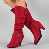 Botas de Inverno Femininas 2026 Moda Sexy Lady Botas de Cano Médio Salto Alto Camurça Sintética Fivela Botas Curtas Botas de Neve Peludas Mulheres