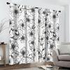 2 Pieces Black and White Floral Print Curtains   Polyester Fabric   Suitable for Bedroom   Living Room Decoration