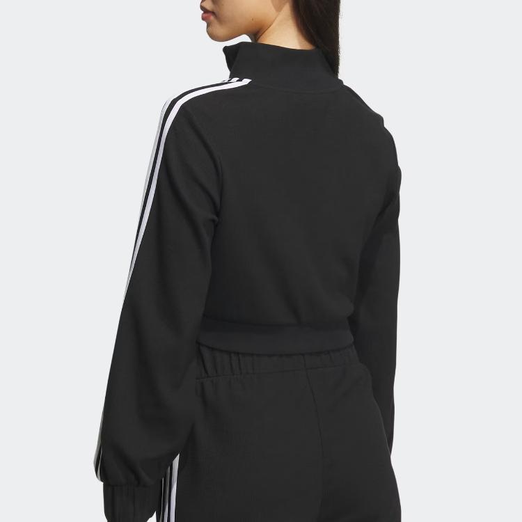 Adidas Коротка куртка Originals Trifoil Stripe на блискавці з коміром-стійкою Жіноча куртка чорна IP3004