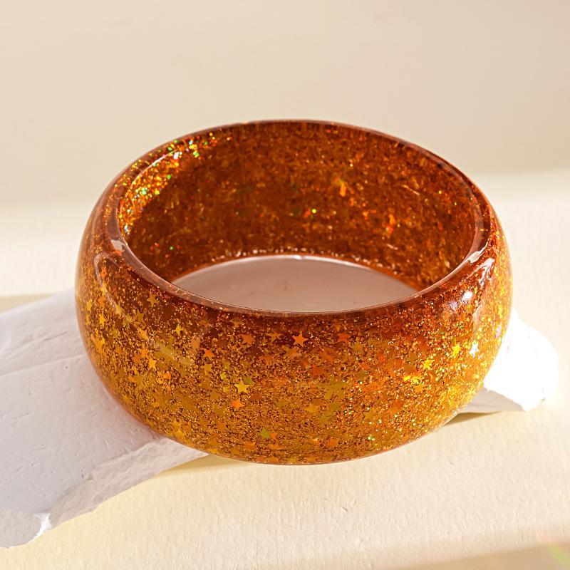 Y2K Boho Vintage Resin Bangle Women Wide Round Bracelet Dopamine Color Statement Wrist Jewelry For Daily Party Wear Accessories