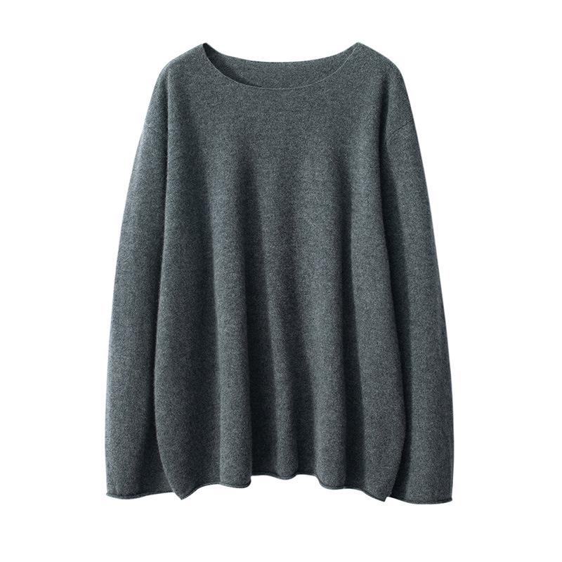 Women's 100% Pure Cashmere One-Shoulder Long Sleeve Sweater - Soft, Loose-Fit Knitwear for Autumn/Winter.