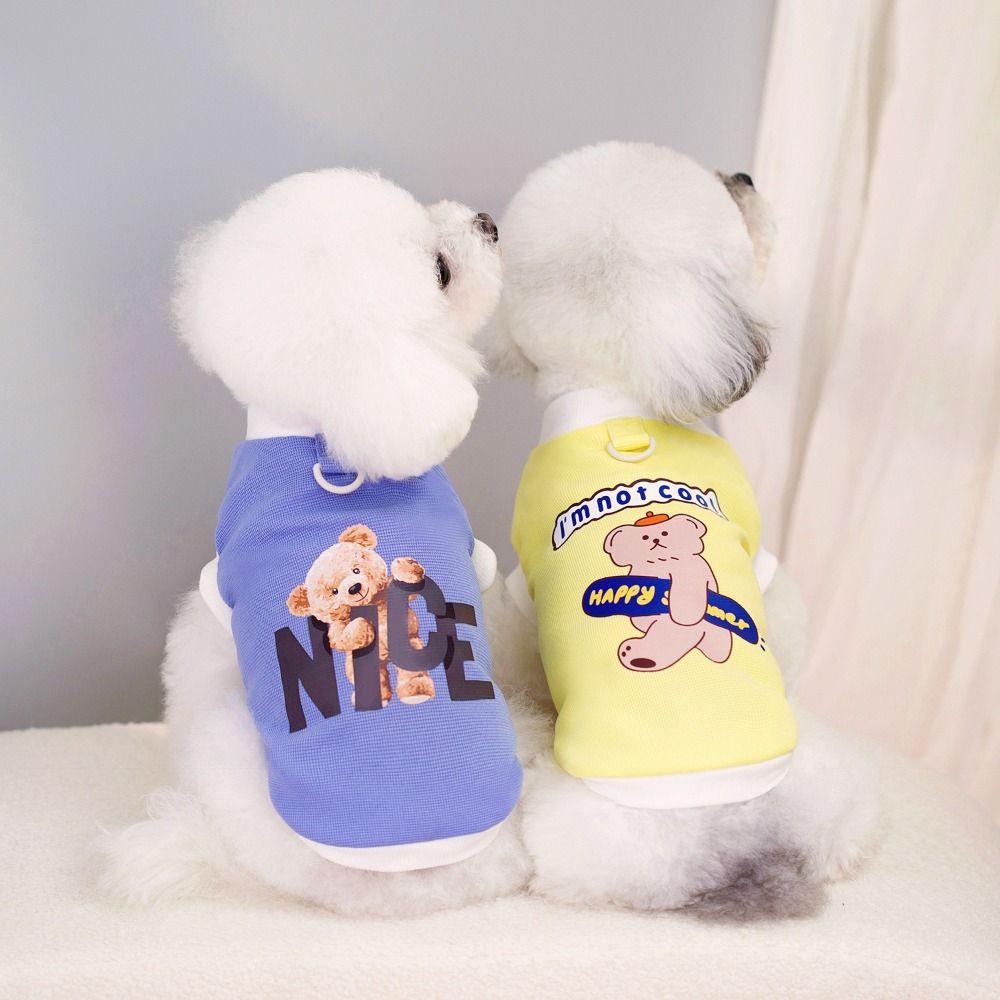

Cartoon Dog Waffle Print T-shirt Soft Pet Tank Top Ins Style Dog Sleeveless Top Spring XL темно-синий