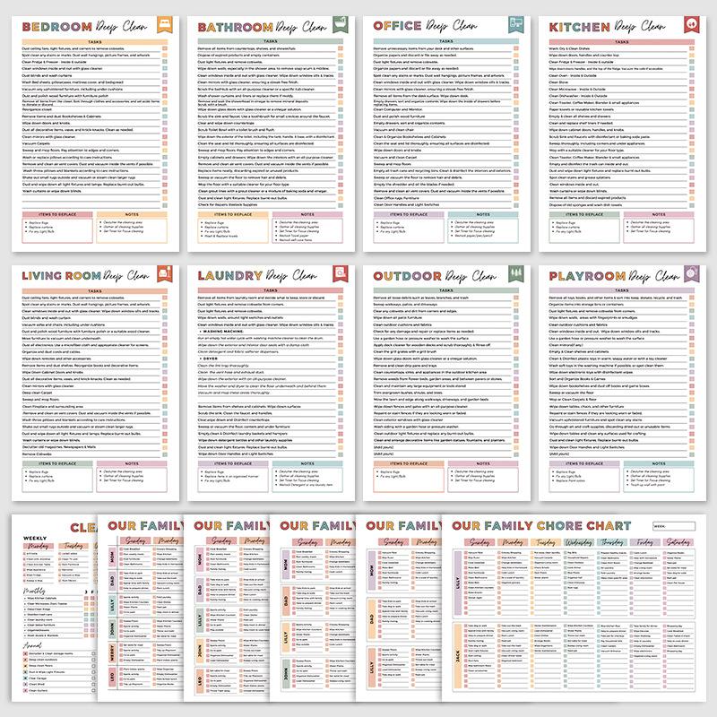 ADHD CLEANING Home Cleaning Schedule Annual Cleaning Checklist Planner