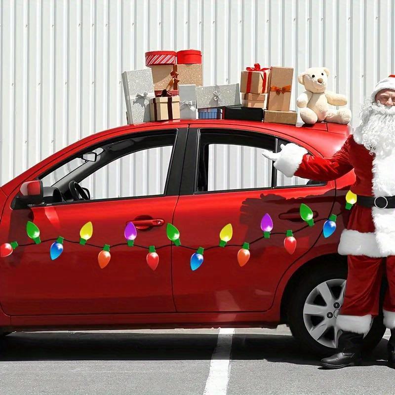 1 Set Christmas Decorations Christmas Light Bulb Shaped Reflective Magnetic Stickers Automobile Decoration Motorcycle Sticker