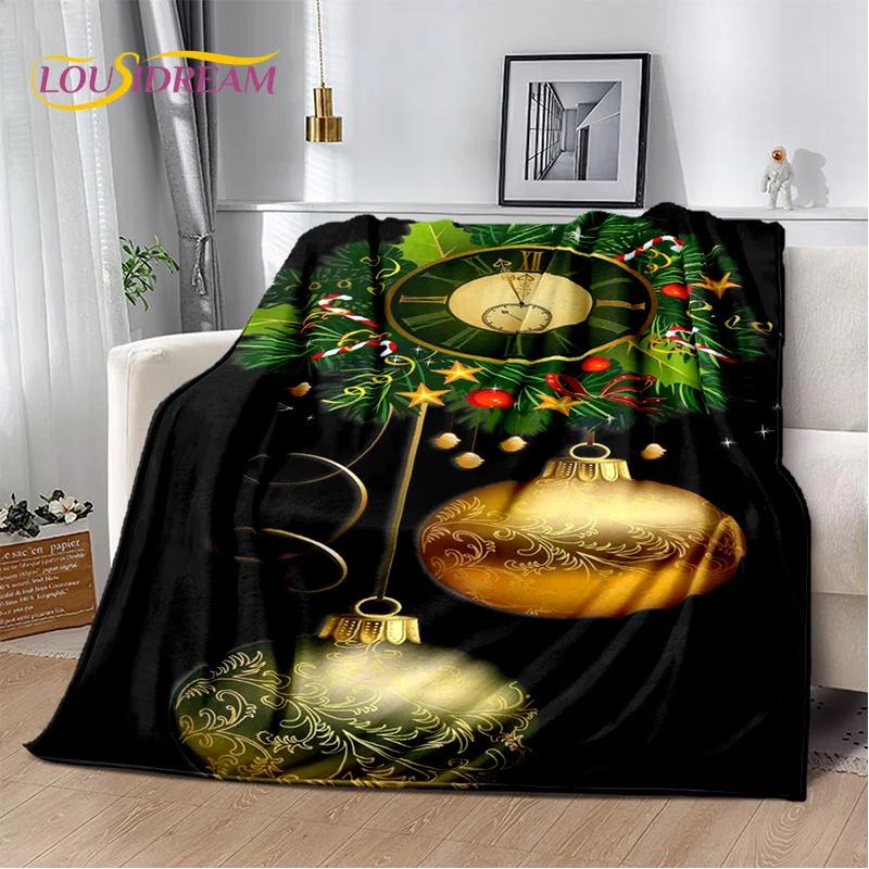 Frohe Weihnachten Baum Weihnachtsmann Geschenk Plüschdecke, Flanelldecke Überwurfdecke für Wohnzimmer Schlafzimmer Bett Sofa Picknick Wandern