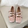 Fashion Summer Butterfly-knot Flat Mary Jane Women Comfort Soft Sole Ladies Elegnat Square Toe Dress Ballets Shoes