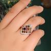 Bague de luxe en argent sterling 925 Tourmaline multicolore naturelle Bijoux fins pour femmes Cadeau de fête