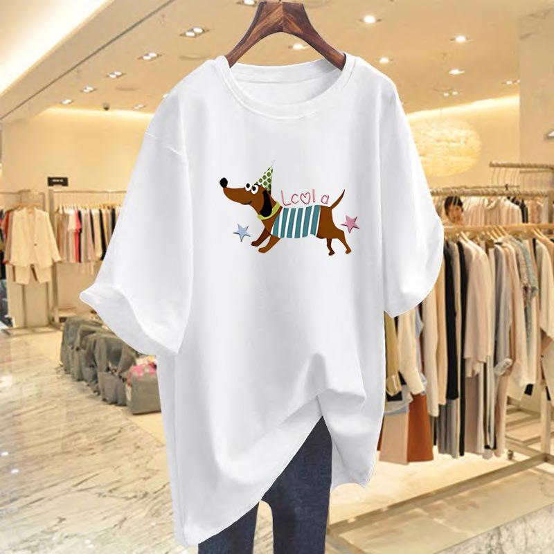 

Новая футболка из чистого хлопка с короткими рукавами, женская свободная, для дофаминового гардероба, нишевый принт, топ, базовая футболка, тренд S