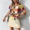 Summer Fashion Women's V Neck   Monet-style Floral Print Printed  Dress Sex Short Skirt Dresses