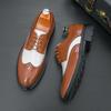 New Designer Pointed White Black Patchwork Brogues Casual Derby Shoes for Men Wedding Dress Homecoming Formal Wedding Footwear