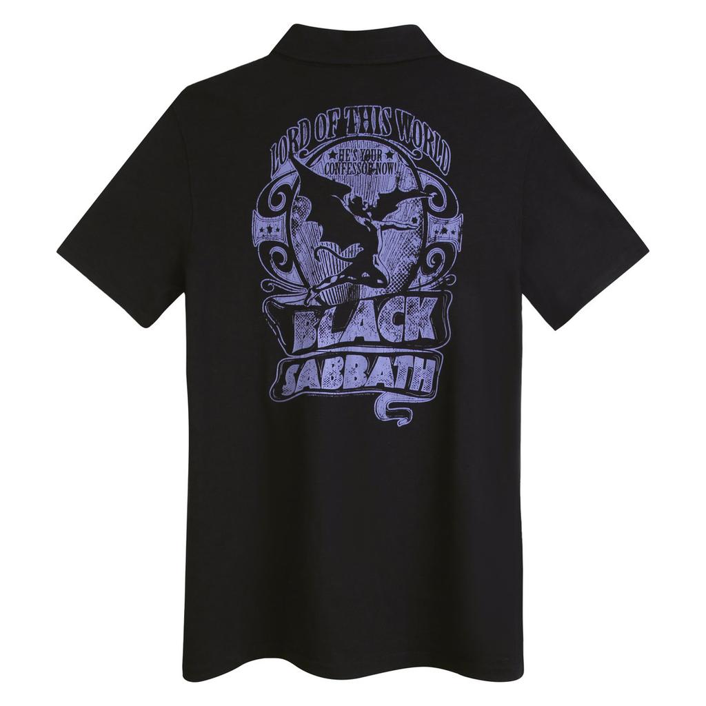 Amplified Mens Lord of This World Black Sabbath Slub Polo Shirt