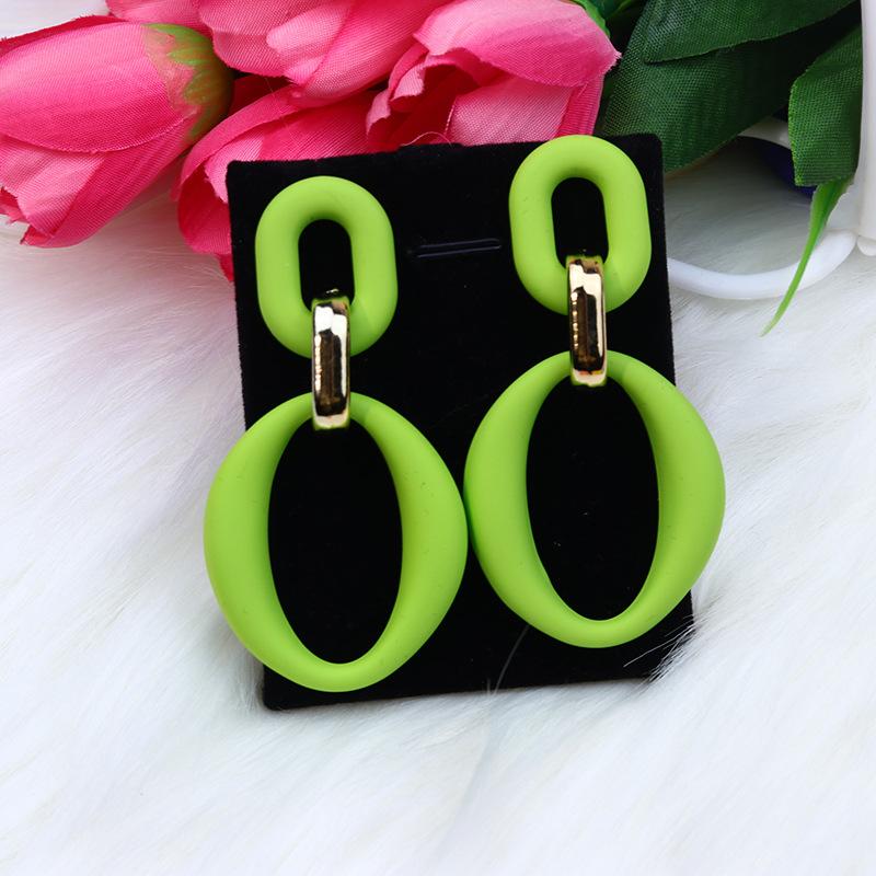 Pinkdudu Chain Link Acrylic Stud Earrings Painted Geometric Round Exaggerated Drop Earring Minimalist Dangle Earring PD2231