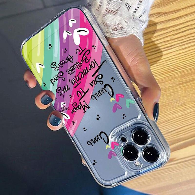 Cute Rainbow Slogan Print Phone Phone Case for Iphone 17 16 15 14 13 12 11 17 Pro Max Mini 16E Plus Vintage Floral Soft Cover