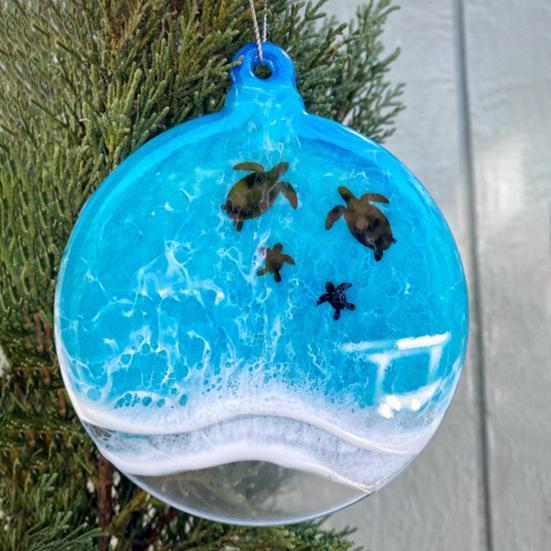 Sea Turtle Acrylic Ornaments Ocean-Themed Christmas Tree Decor Holiday Turtle Hanging