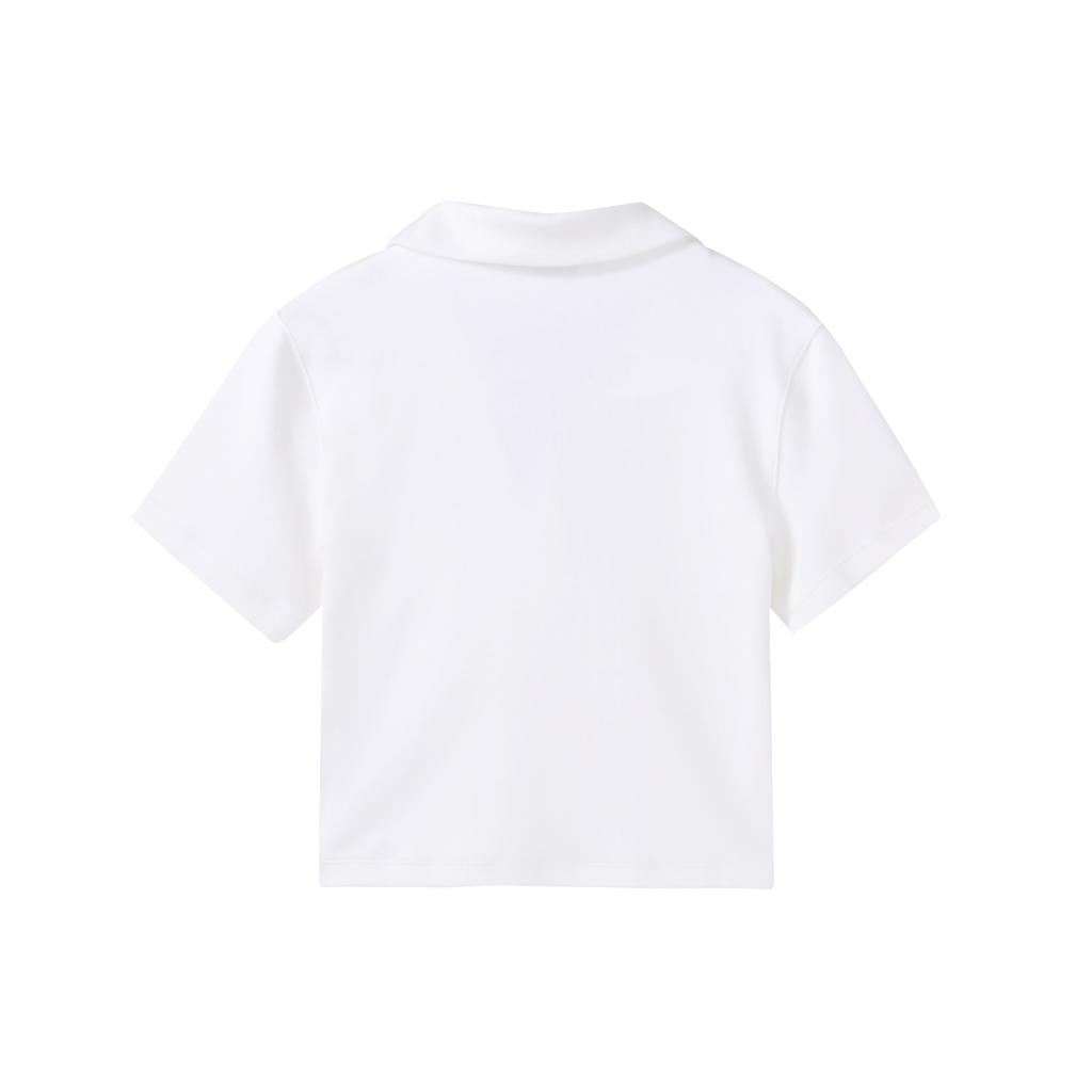 Nike Solid Color Logo Polo Shirt Short Sleeve Women Tops White DV7885-100