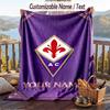 Flannel Blanket Fiorentina FC Print Custom Name Text Soft Throw for Sofa Bed