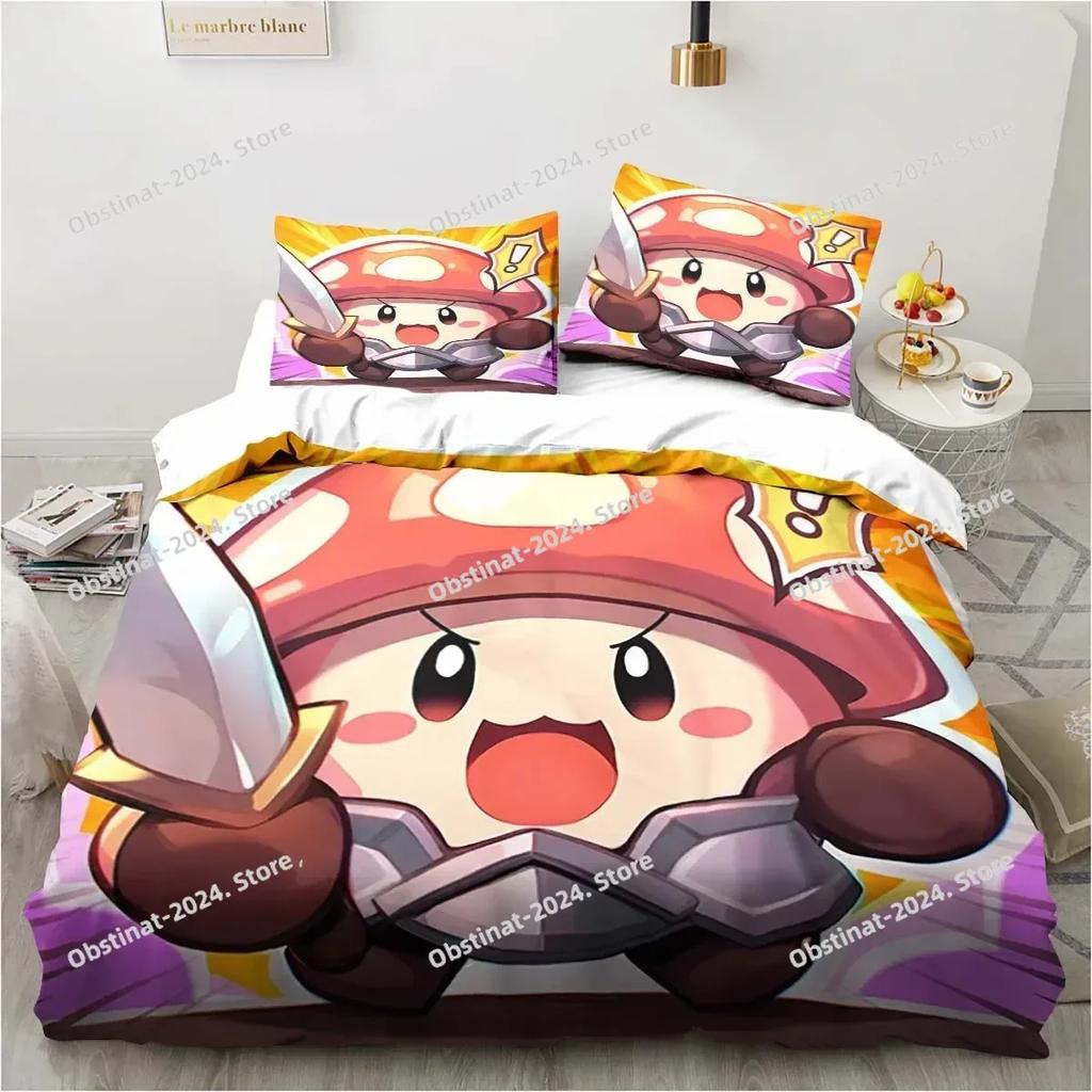 3D Anime Game Legend of Mushroom Pattern Bedding Set Printed With Pillowcase Bed Duvet Cover Single Double Queen Super King Size