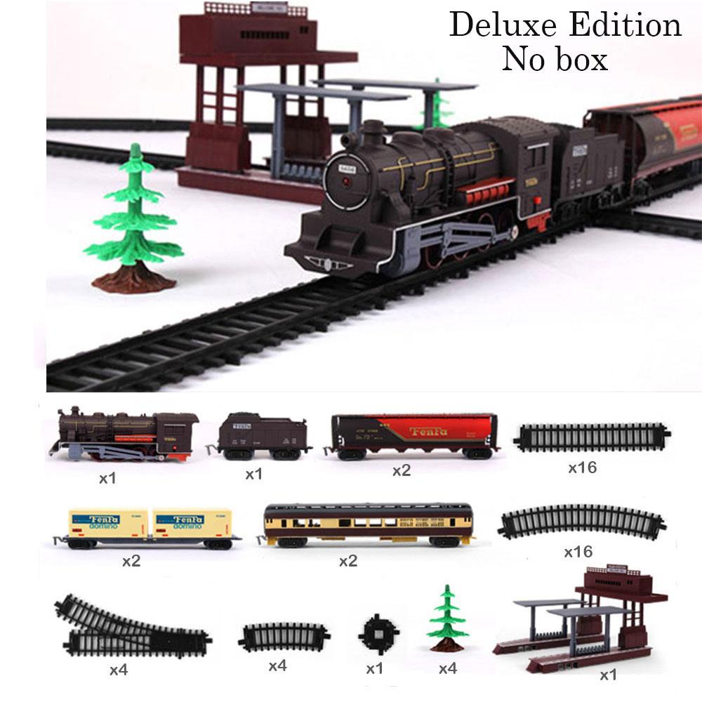 City Super Long Train Track Cargo Car Carriage Wagons Passenger Model Accessories Classical Electric Set Children Train Toy