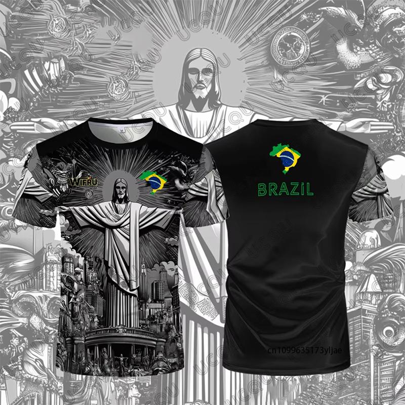 Summer New Brazil Jesus Soccer Jerseys Wifru Outdoor Football Training Uniforms Women's and Men's Tshirts Casual Sports Tops