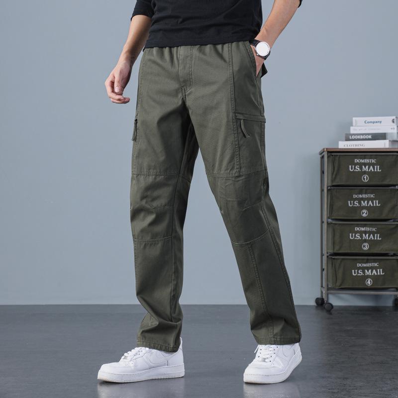Men's Plus Size Loose Fit Elastic Waist Workwear Pants for Autumn and Winter.