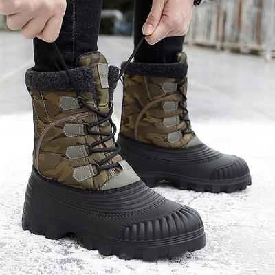 Men's Winter Faux Fur Lined Mid-Calf Snow Boots Anti-Slip Waterproof Lightweight Military Booties Lace-Up Fleece Lined Hiking Tactical Boots for Male