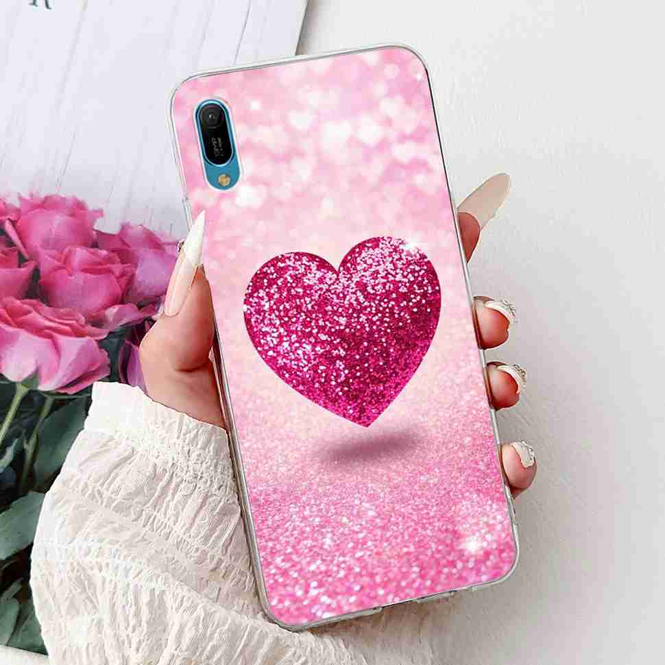 For Huawei Y6 Pro 2019 MRD-LX2 Case Fashion Flower Love Silicone TPU Shockproof Cover For Huawei Y6Pro Y16 pro 2019 Phone Cases